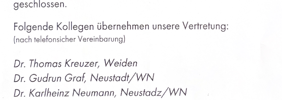 Osterurlaub bis einschl. 5.4.2024